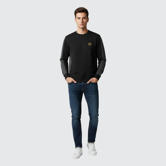 Two-Tone Crewneck Sweatshirt – Black & Grey