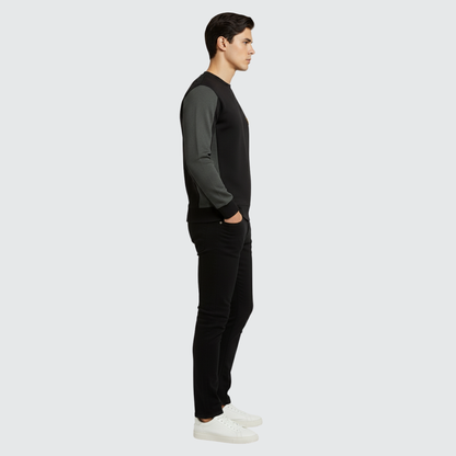Two-Tone Crewneck Sweatshirt – Black & Grey