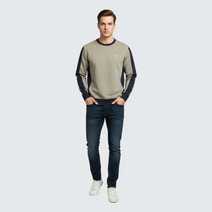 Two-Tone Crewneck Sweatshirt – Sand & Navy Blue