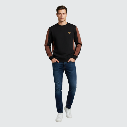 Two-Tone Crewneck Sweatshirt – Black & Brown