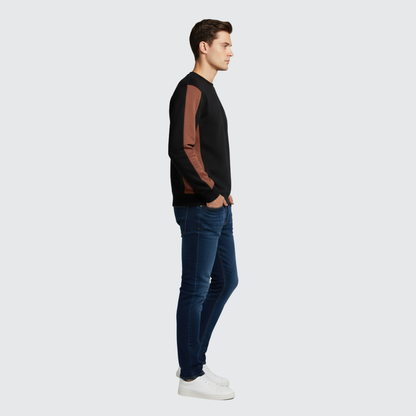 Two-Tone Crewneck Sweatshirt – Black & Brown